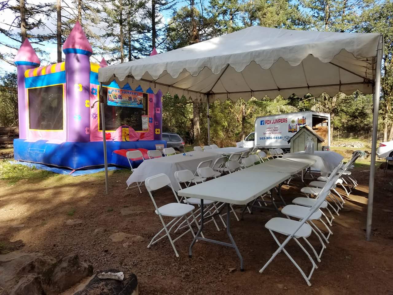 Pdxjumpers bouncer house - tent - tables and chairs combo